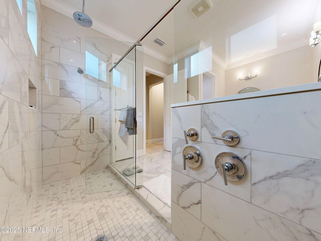 Bathroom, Glass Shower, Interior, Marble Walls