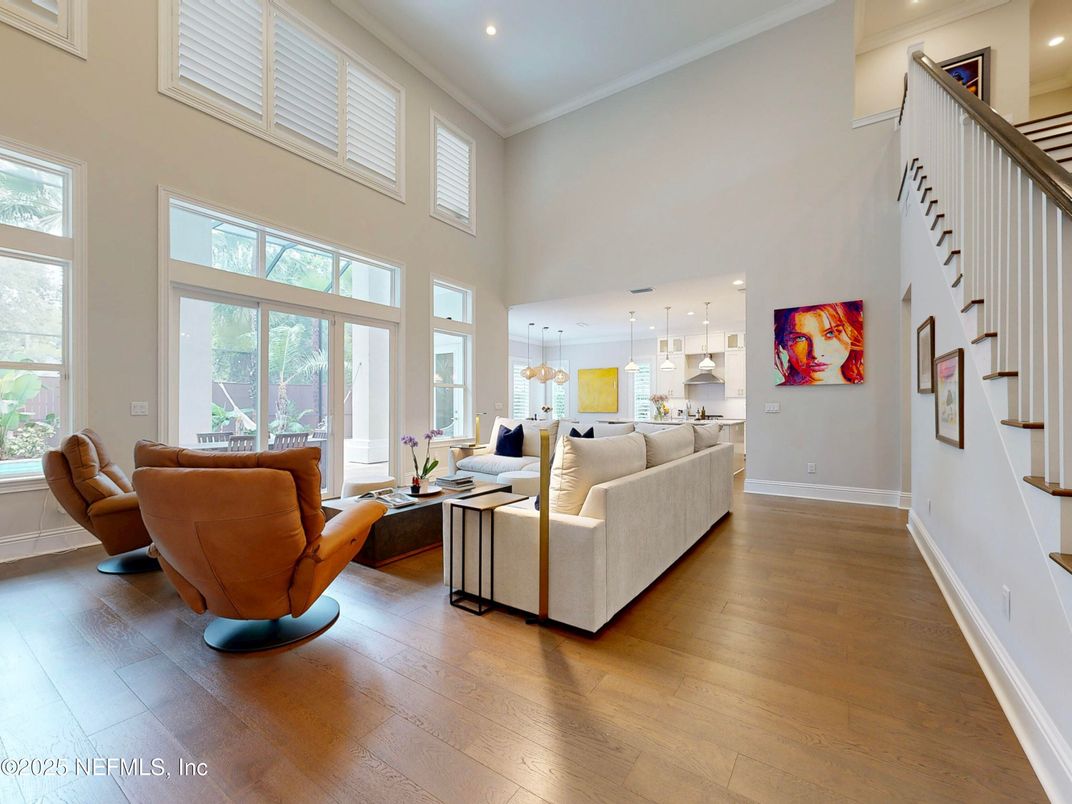 Interior, Living room, Pendant Lights, Recessed Lighting, Wood Texture Flooring