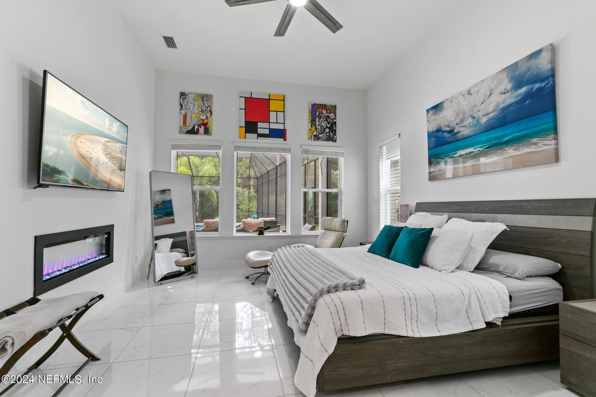 Bedroom, Fireplace, Interior, Marble
