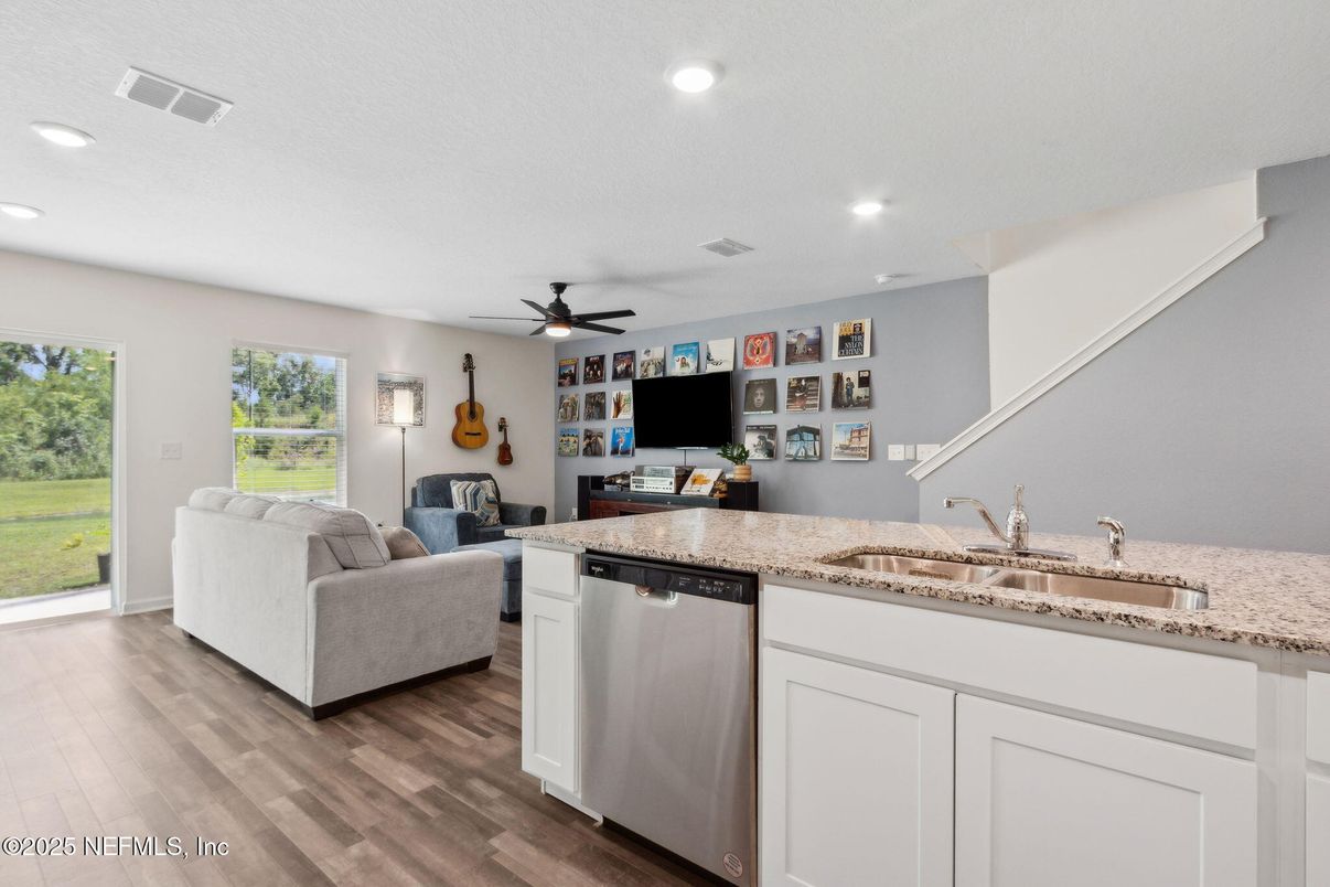 Interior, Living room, Recessed Lighting, Wood Texture Flooring