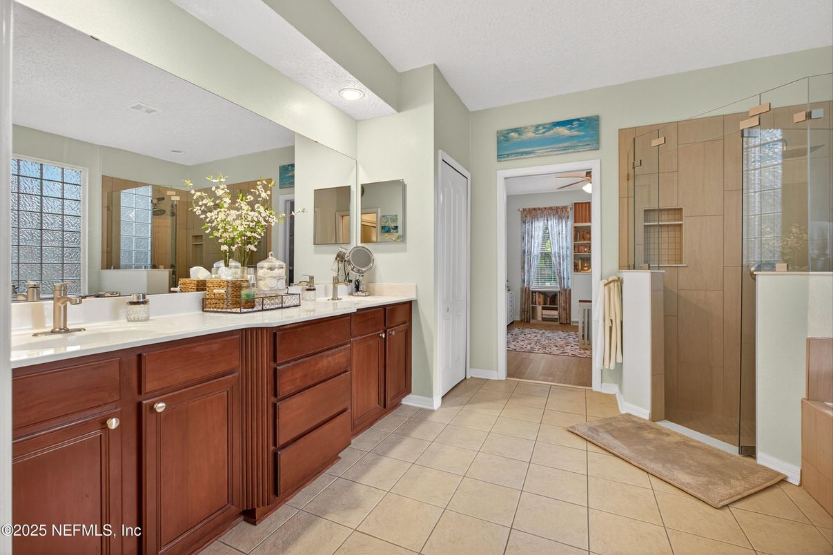 Bathroom, Dual Sink Vanities, Glass Shower, Interior
