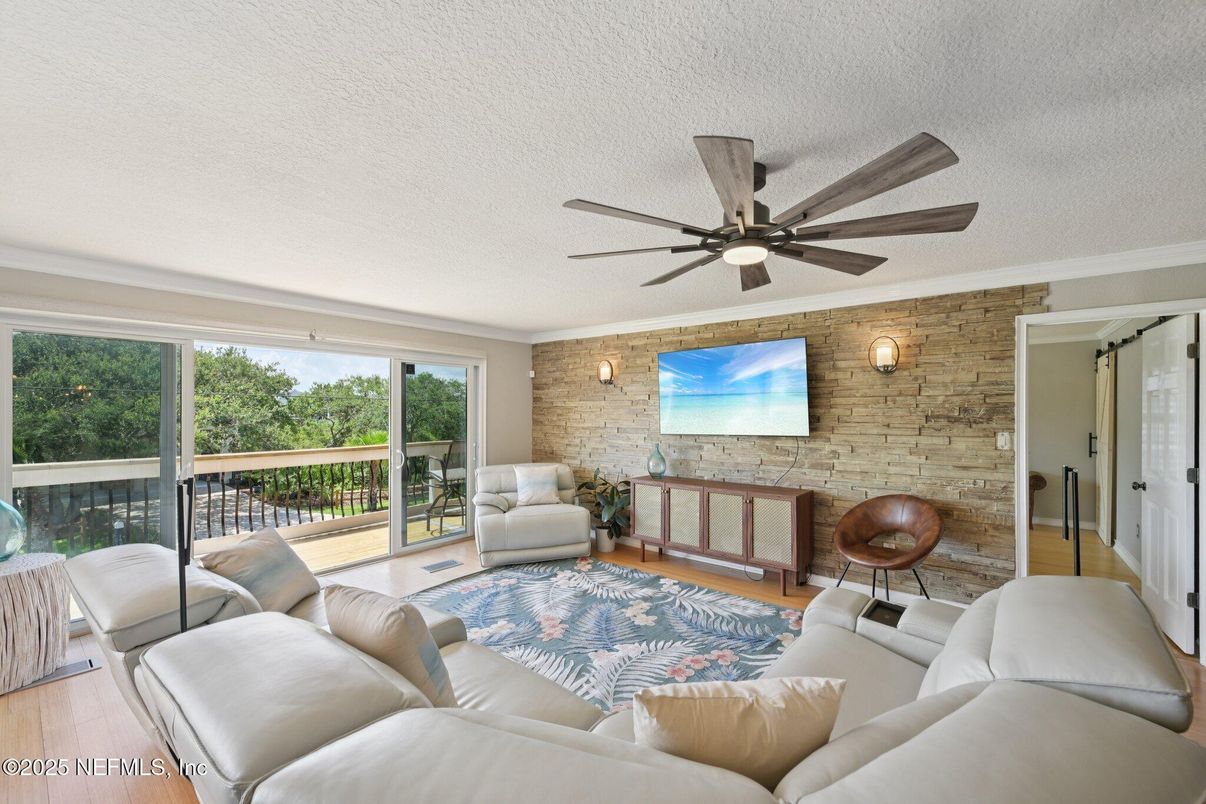 Interior, Living room, Stone Walls, Wood Texture Flooring