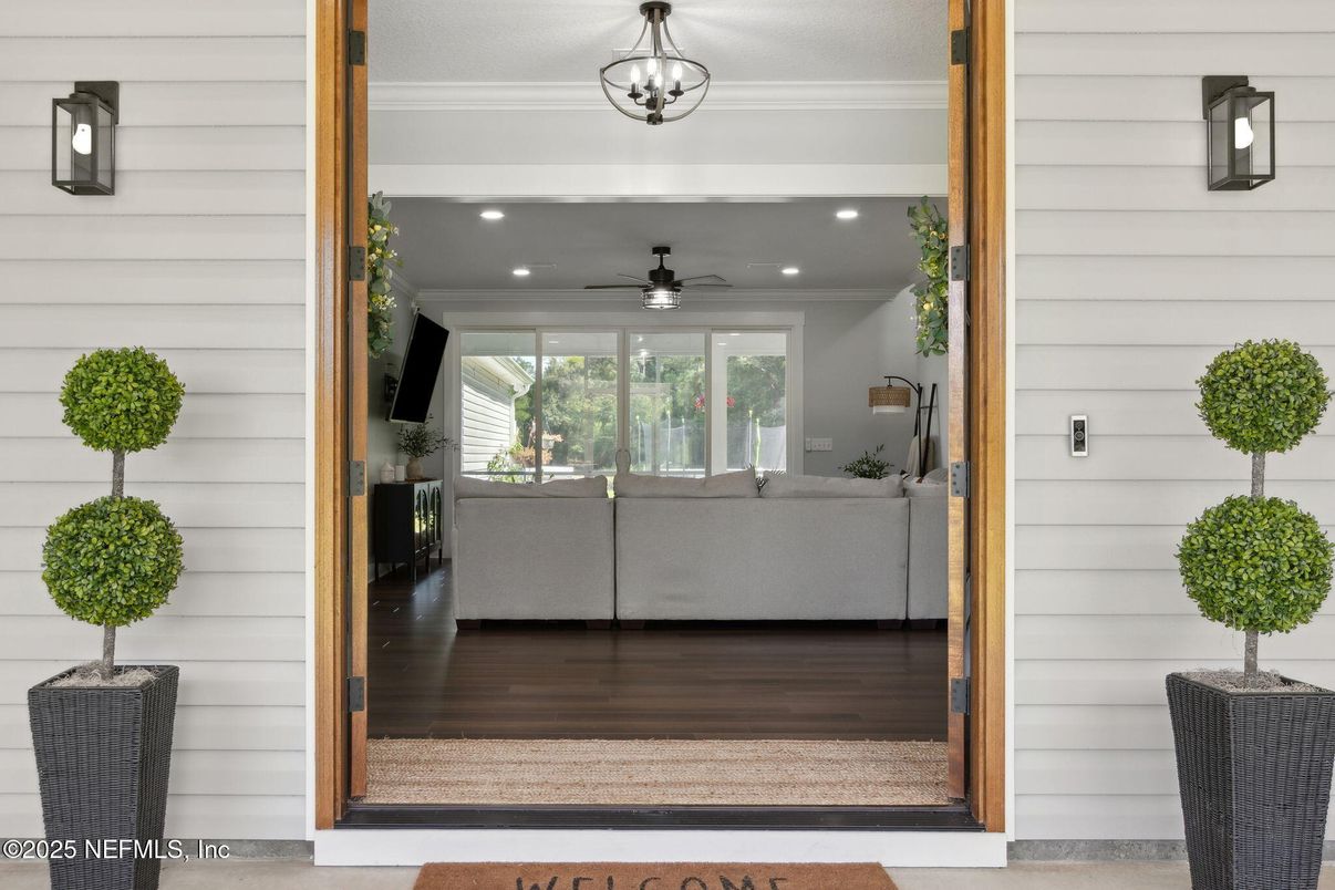 Exterior, Recessed Lighting, Wood Texture Flooring
