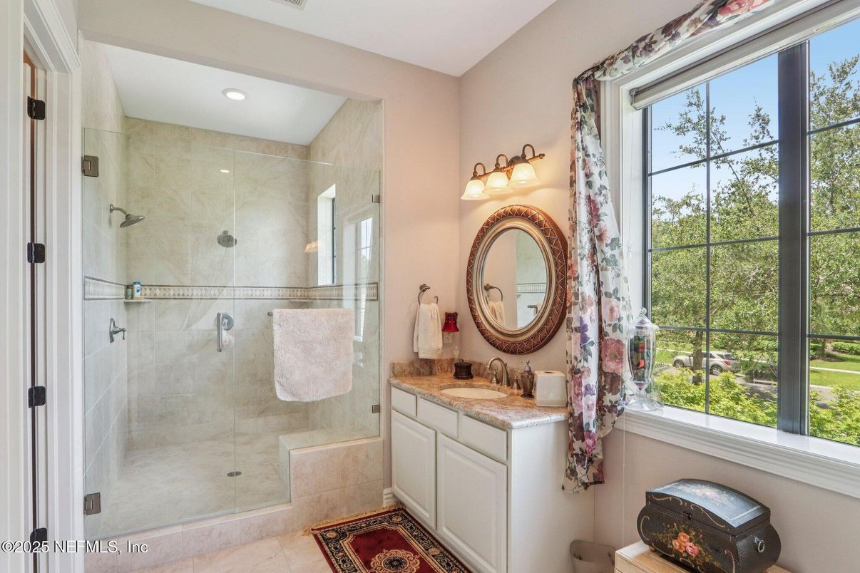 Bathroom, Glass Shower, Interior, Recessed Lighting