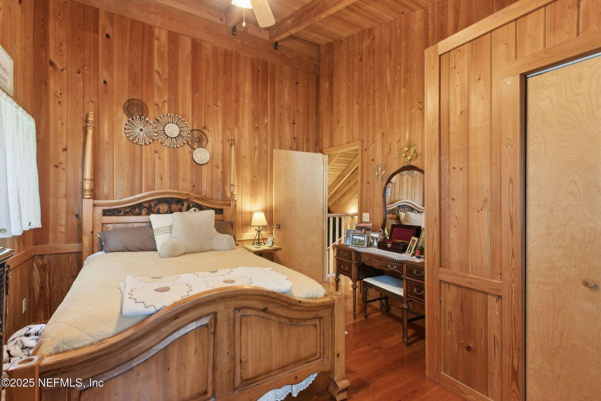 Bedroom, Interior, Wood Texture Flooring, Wooden Walls