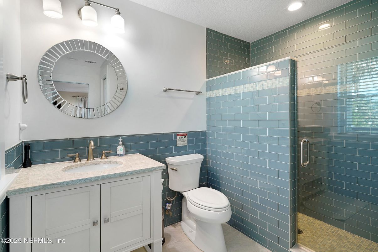 Bathroom, Glass Shower, Interior, Recessed Lighting