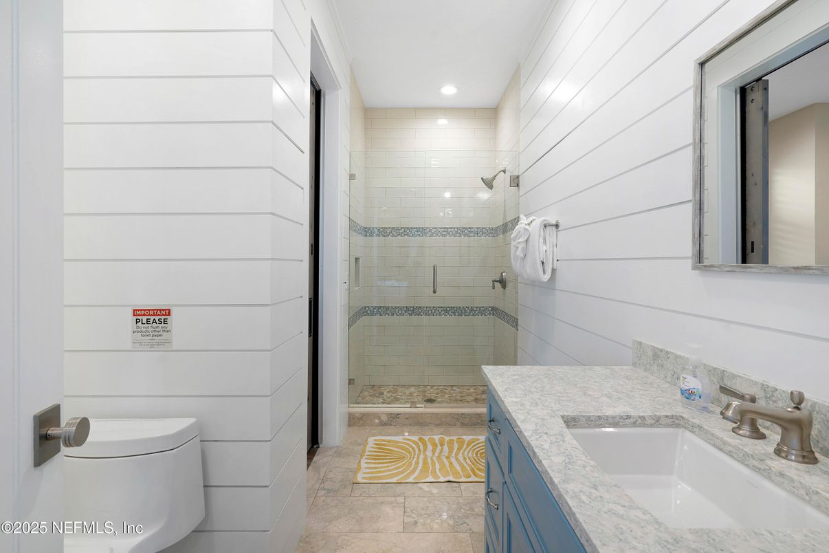 Bathroom, Glass Shower, Interior, Recessed Lighting