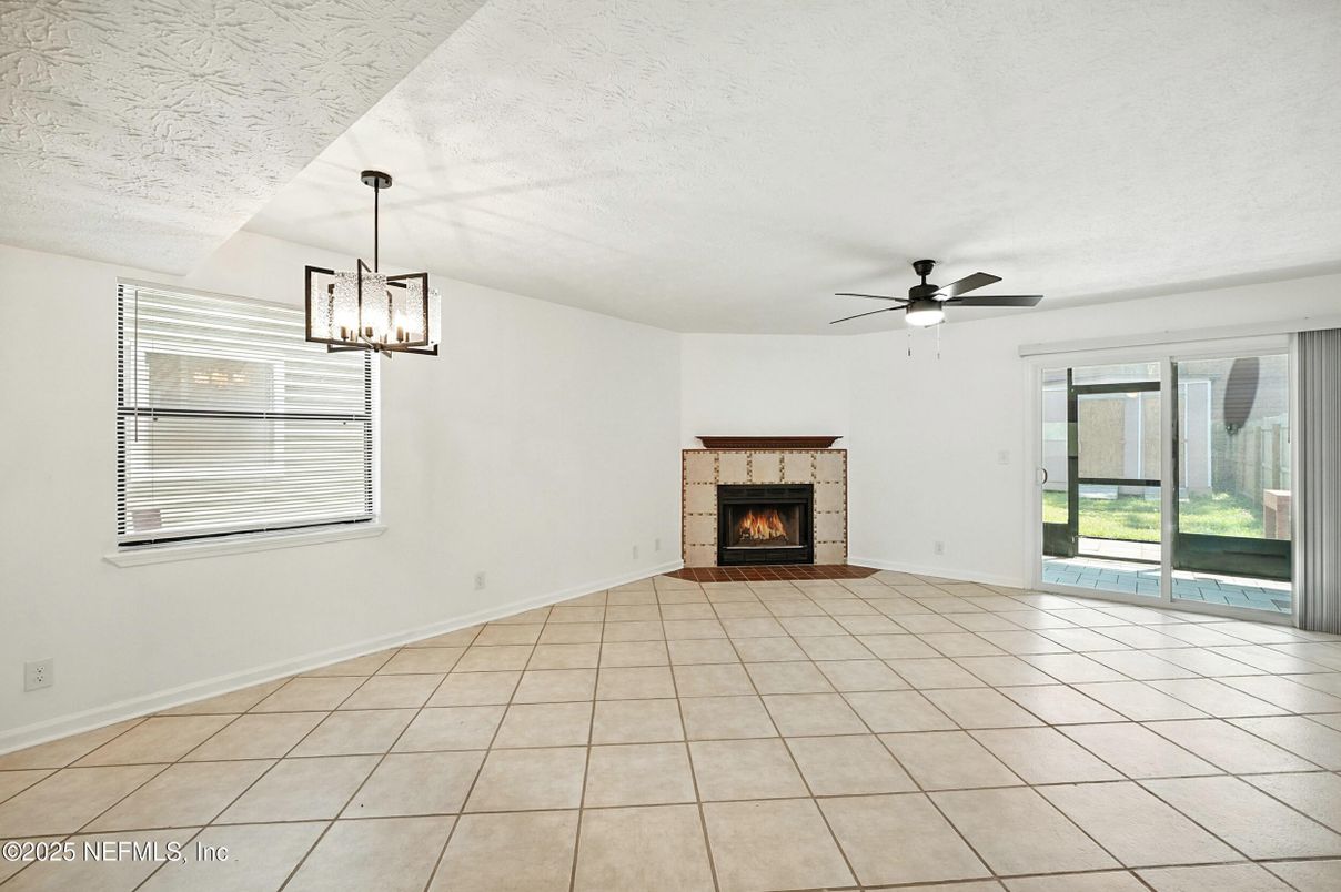Empty room, Fireplace, Interior, Pendant Lights