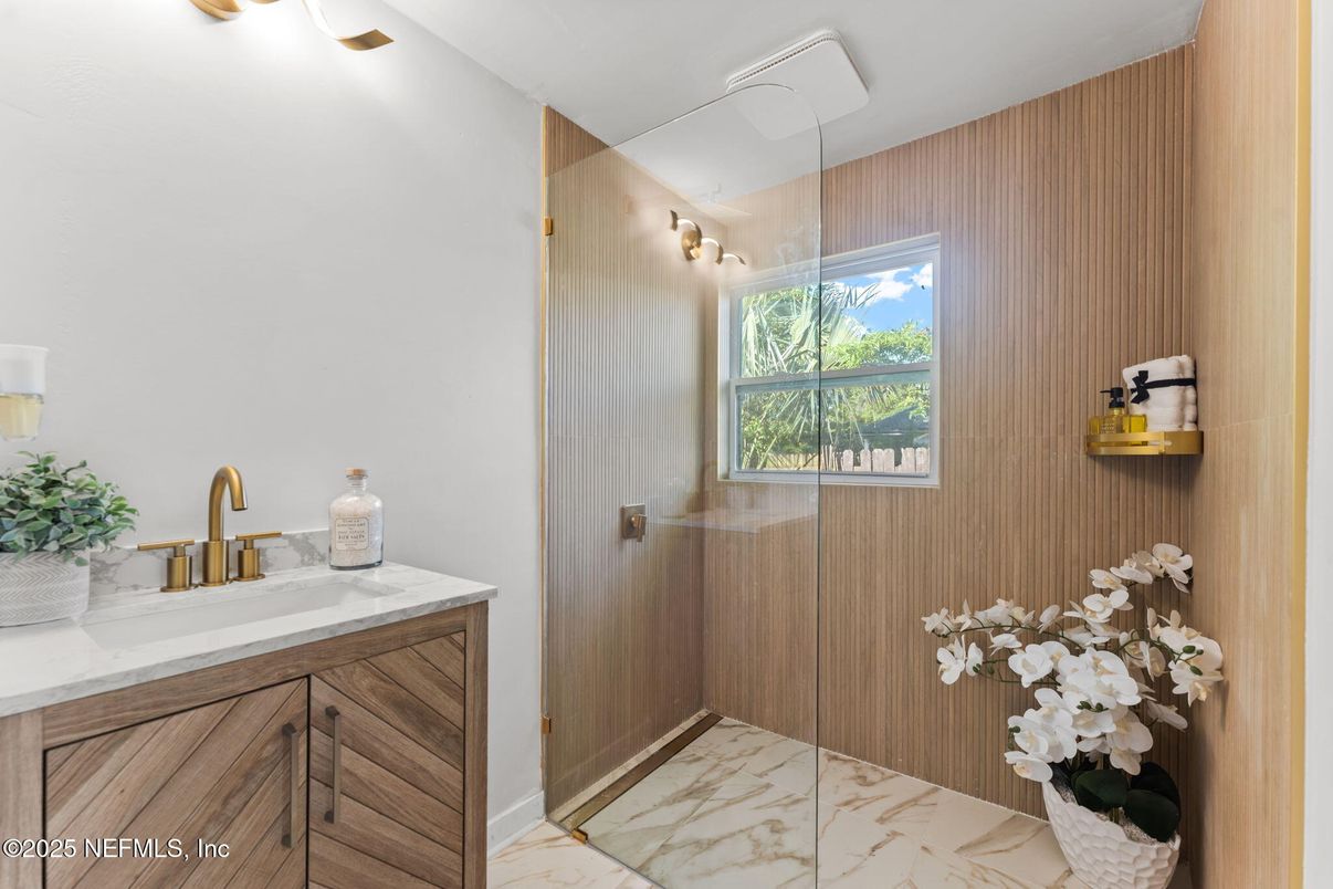 Bathroom, Glass Shower, Interior, Marble