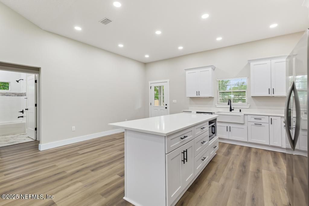 Interior, Kitchen, Recessed Lighting, Wood Texture Flooring