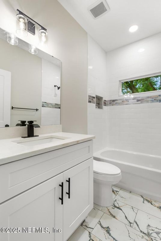 Bathroom, Interior, Marble, Recessed Lighting