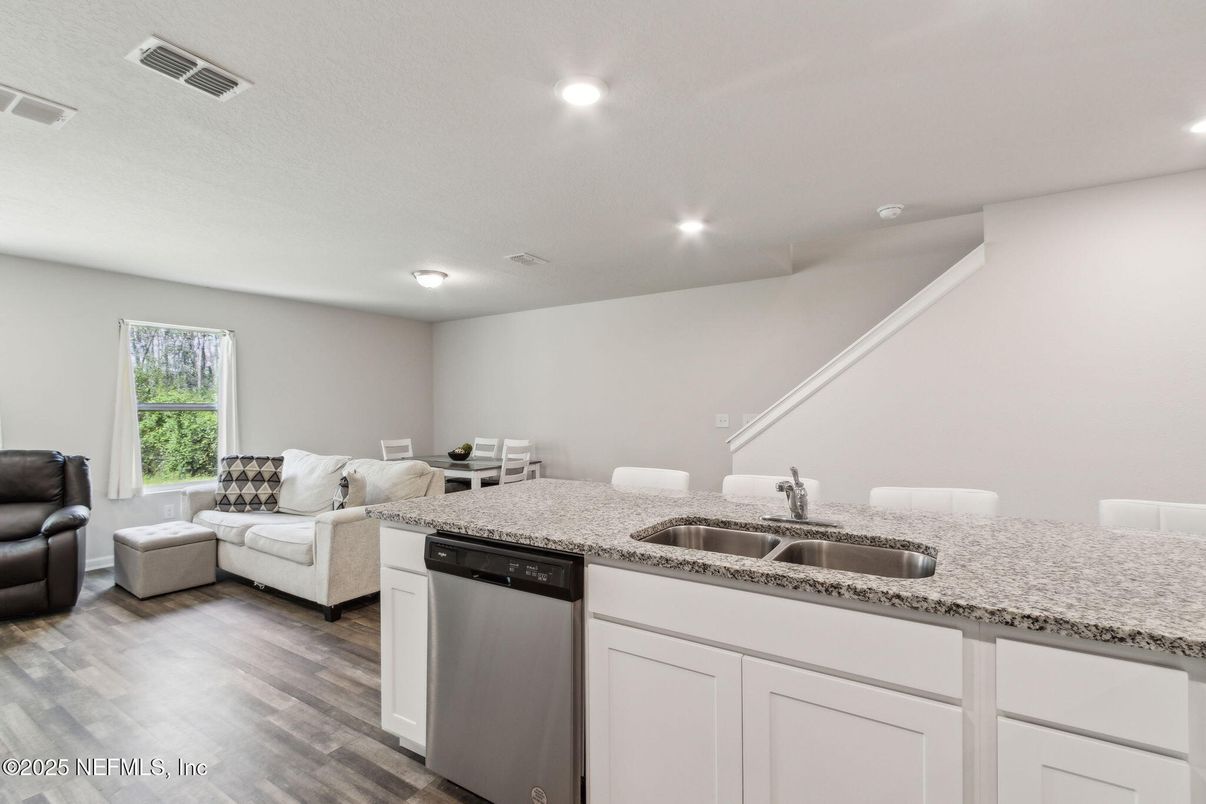 Interior, Living room, Recessed Lighting, Wood Texture Flooring
