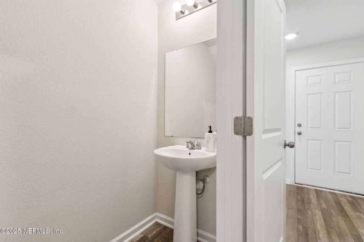 Bathroom, Interior, Recessed Lighting, Wood Texture Flooring