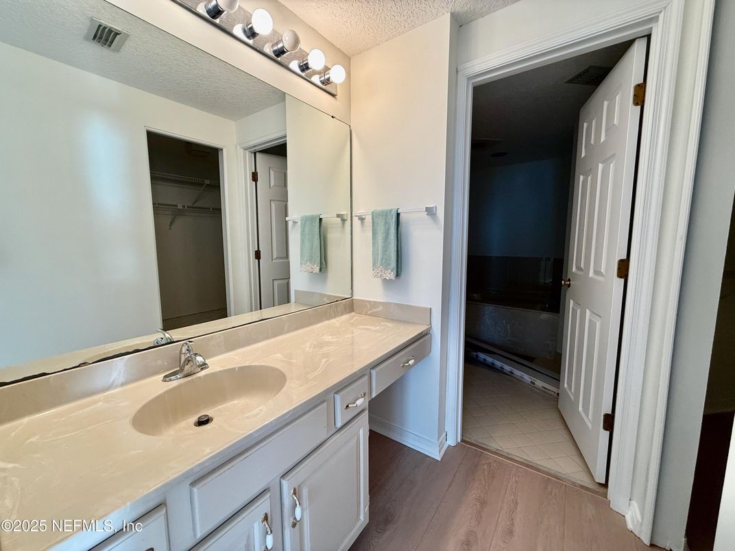 Bathroom, Dual Sink Vanities, Interior, Wood Texture Flooring