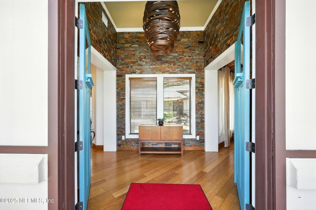 Interior, Stone Walls, Wood Texture Flooring