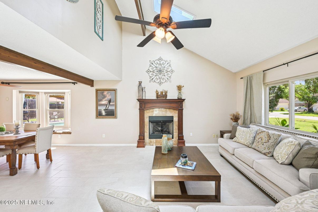 Dining room, Fireplace, Interior, Living room, Wooden Beams