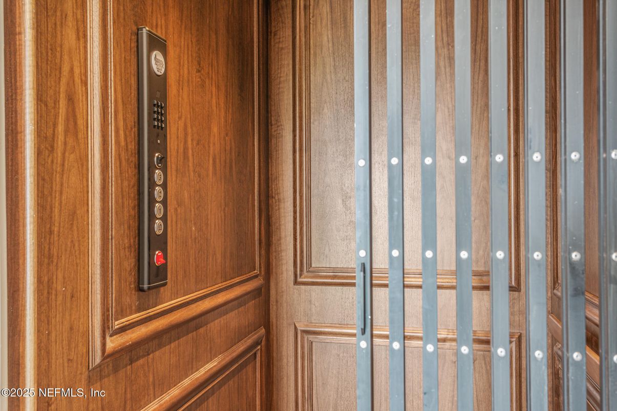 Elevator, Interior, Wooden Walls