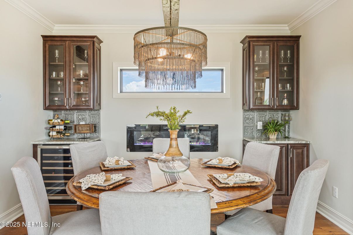 Chandelier, Dining room, Interior, Wood Texture Flooring