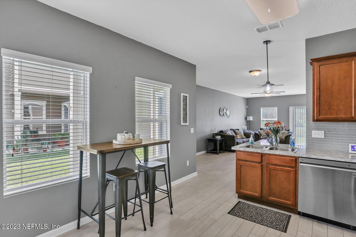 Interior, Kitchen, Pendant Lights, Wood Texture Flooring