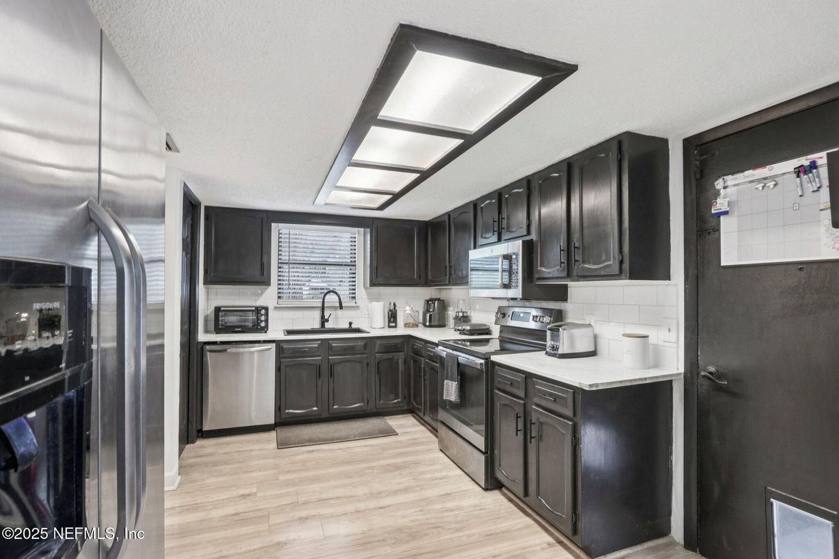 Interior, Kitchen, Stainless Steel Appliances, Wood Texture Flooring