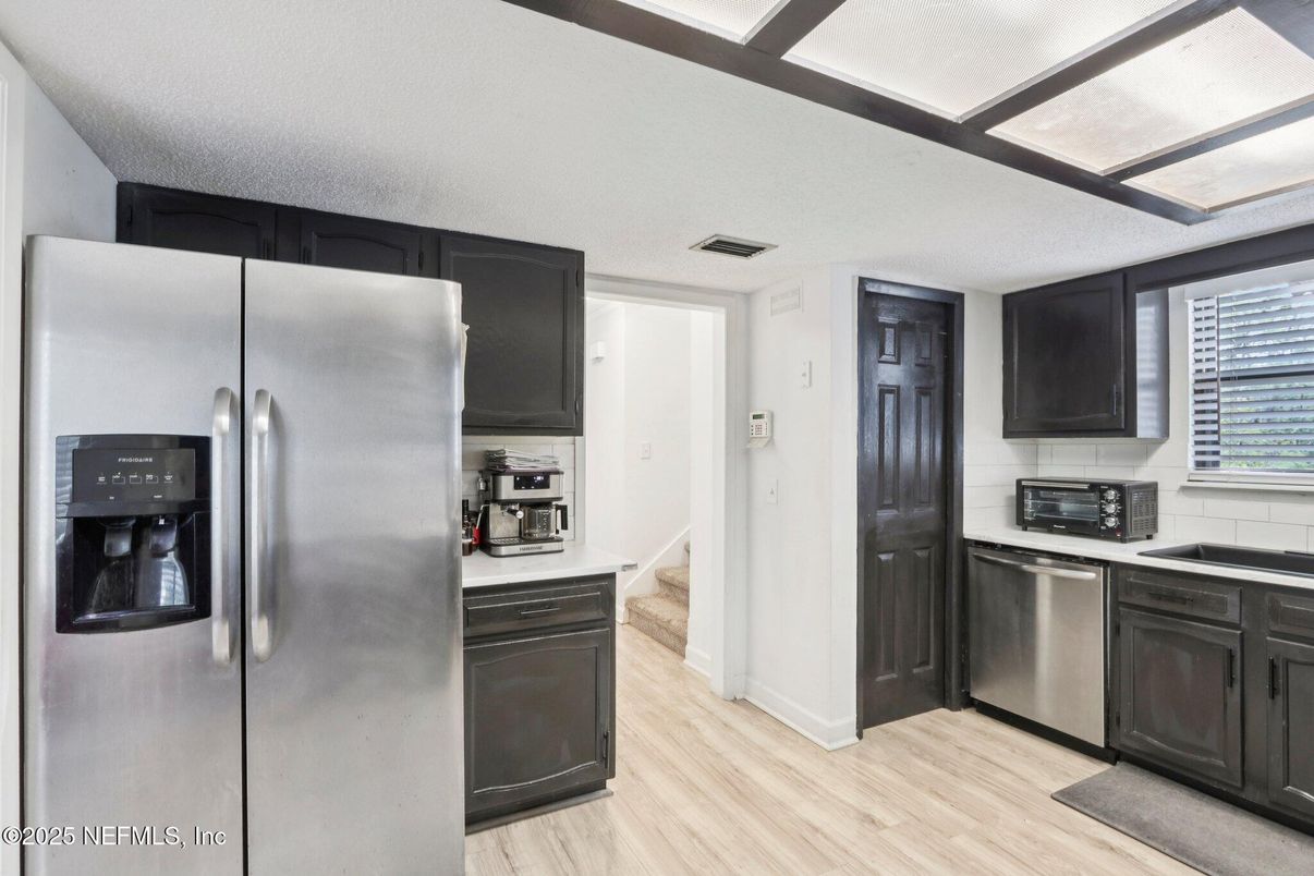 Interior, Kitchen, Stainless Steel Appliances, Wood Texture Flooring