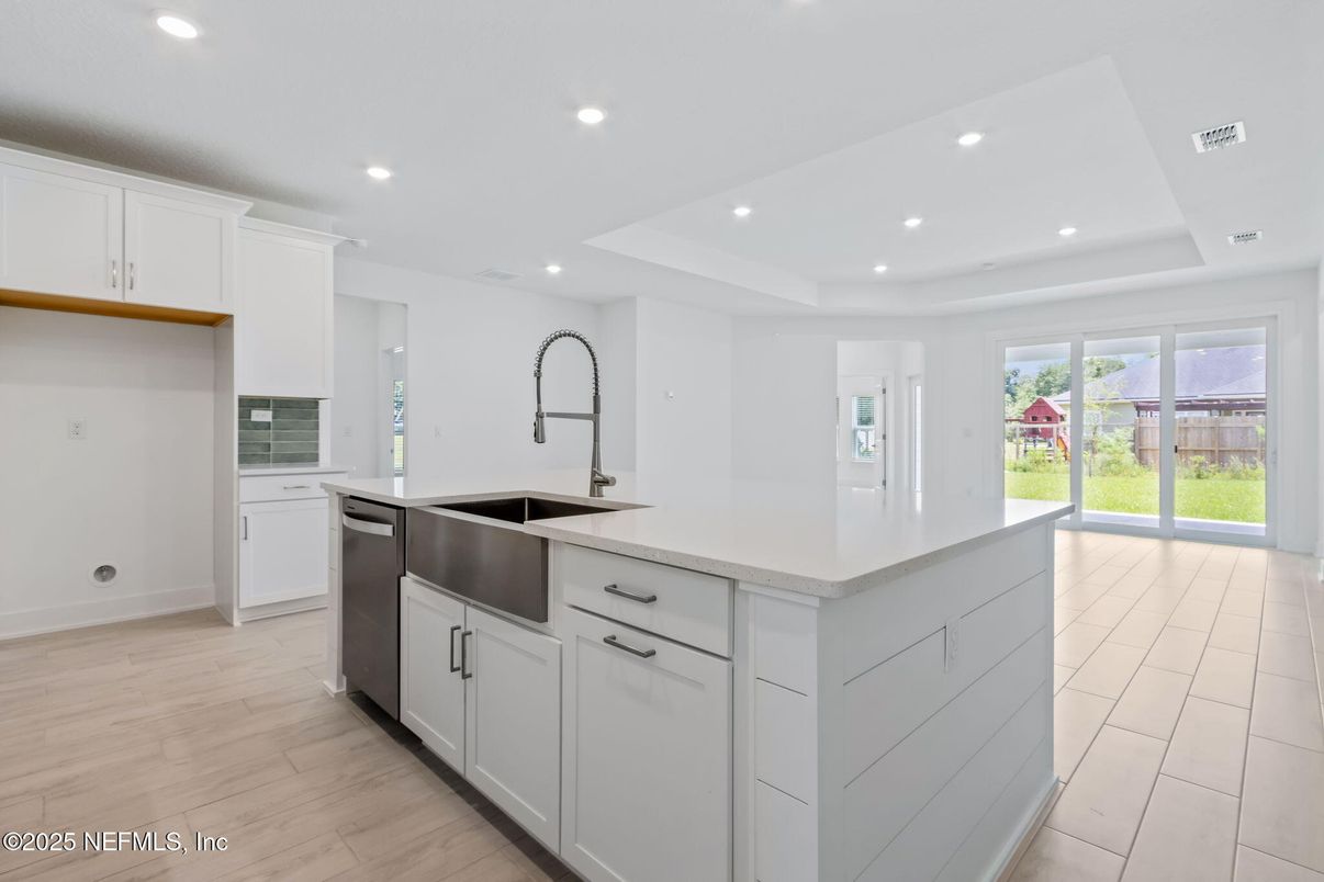 Interior, Kitchen, Recessed Lighting, Wood Texture Flooring