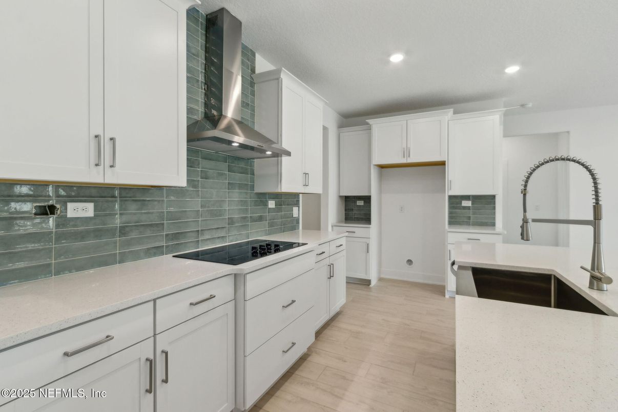 Interior, Kitchen, Recessed Lighting, Wood Texture Flooring