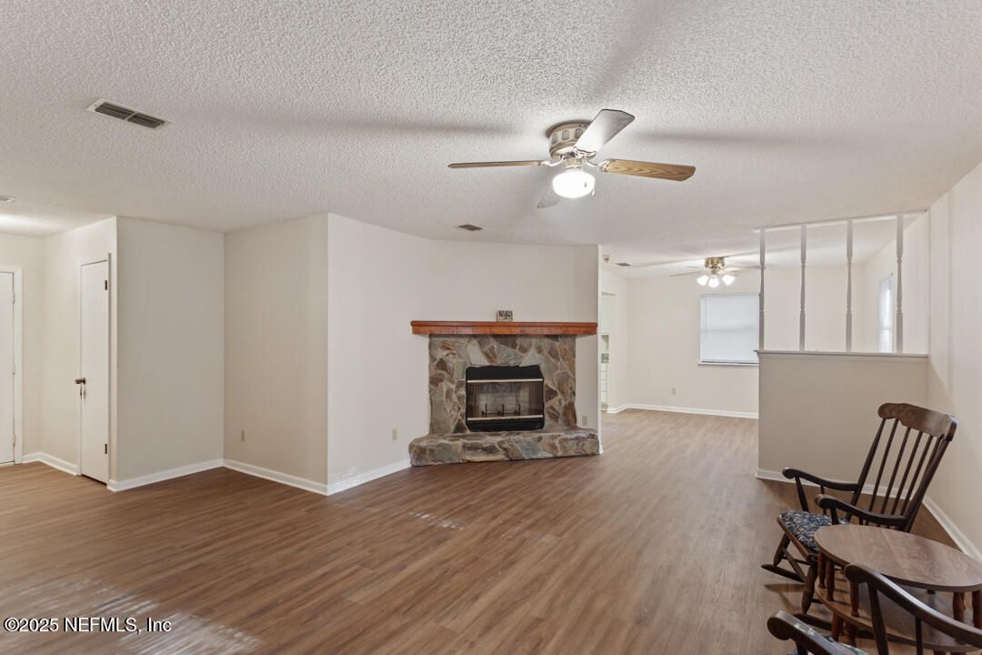 Empty room, Fireplace, Interior, Wood Texture Flooring