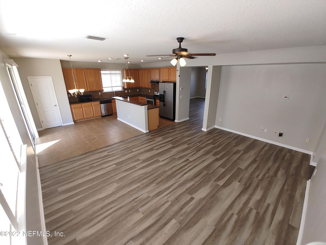 Interior, Kitchen, Pendant Lights, Recessed Lighting, Wood Texture Flooring