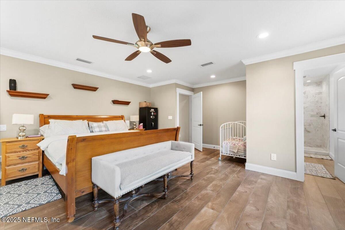 Bathroom, Bedroom, Interior, Recessed Lighting, Wood Texture Flooring