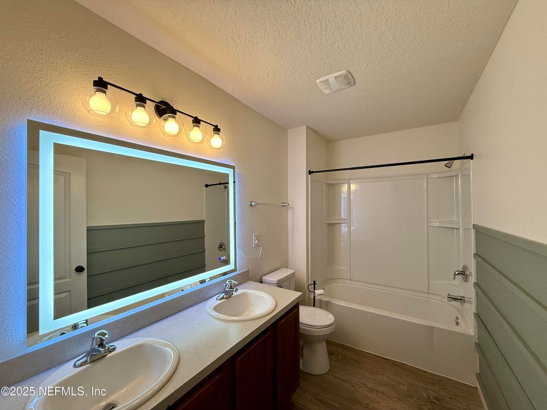Bathroom, Dual Sink Vanities, Interior, Wood Texture Flooring