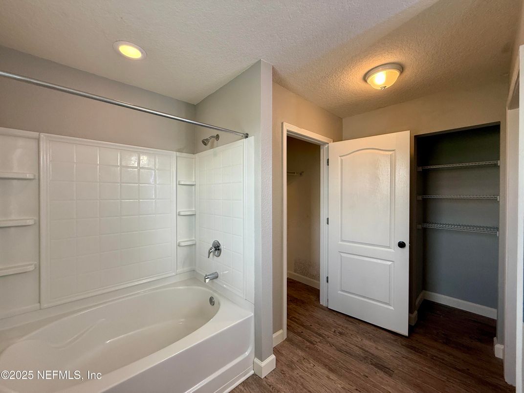 Bathroom, Interior, Recessed Lighting, Wood Texture Flooring