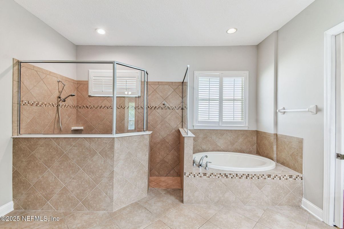 Bathroom, Glass Shower, Interior, Recessed Lighting