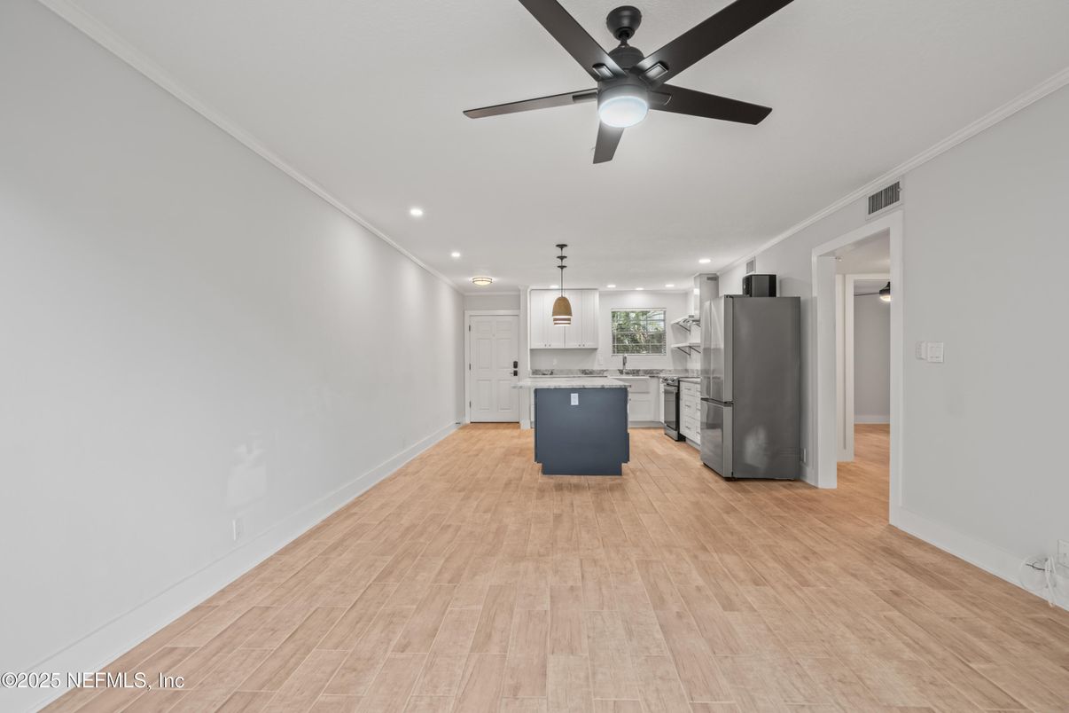 Interior, Kitchen, Recessed Lighting, Wood Texture Flooring