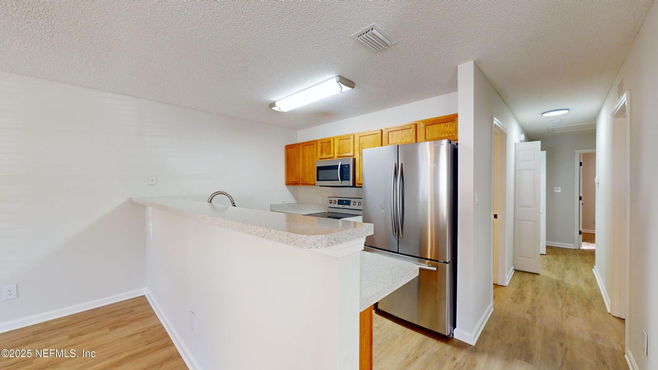 Interior, Kitchen, Stainless Steel Appliances, Wood Texture Flooring