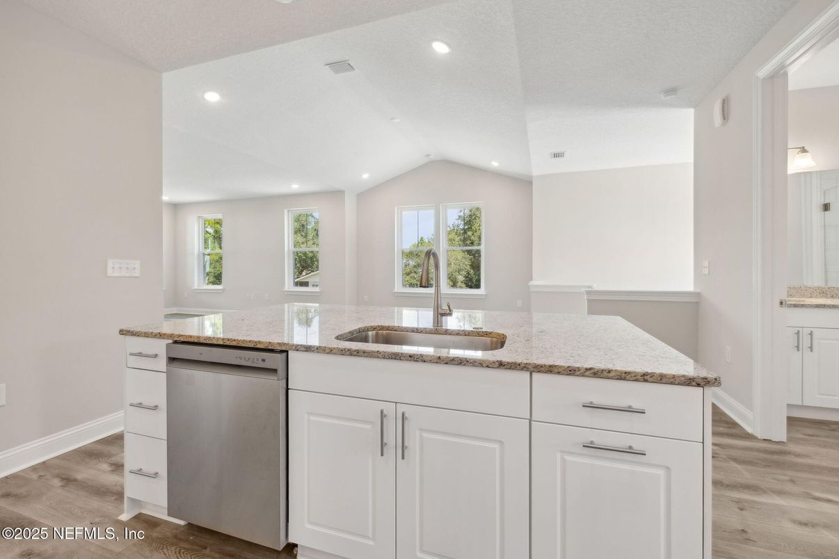 Interior, Kitchen, Recessed Lighting, Wood Texture Flooring