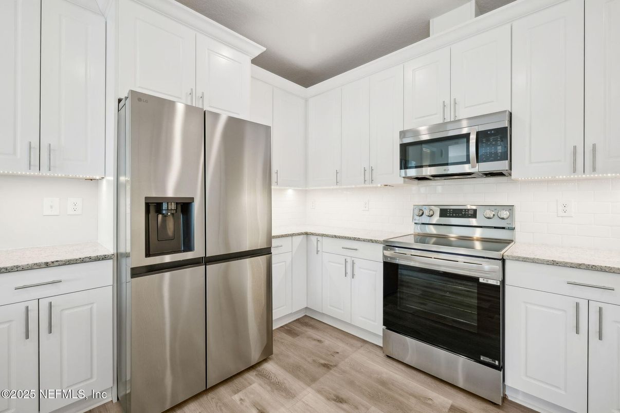 Interior, Kitchen, Stainless Steel Appliances, Wood Texture Flooring