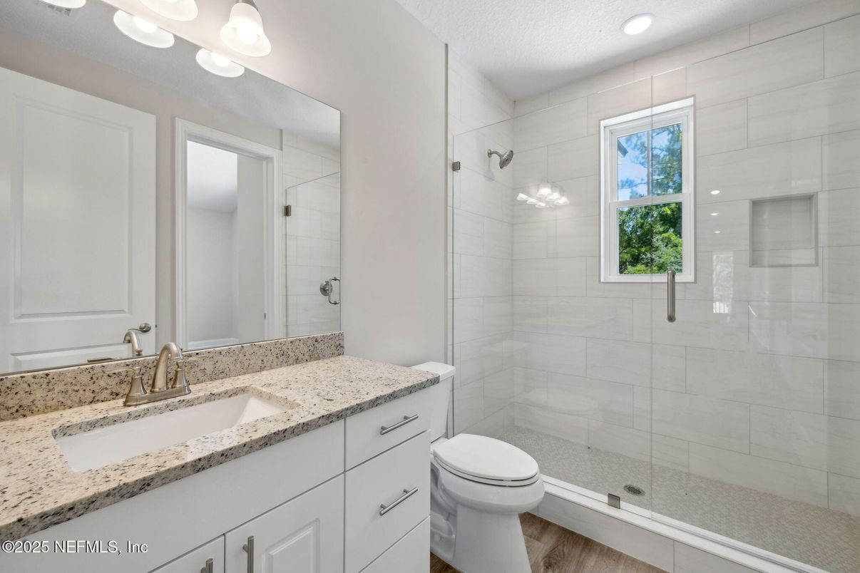 Bathroom, Glass Shower, Interior, Recessed Lighting