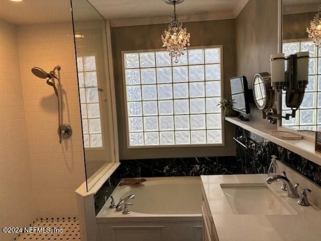Bathroom, Chandelier, Glass Shower, Interior