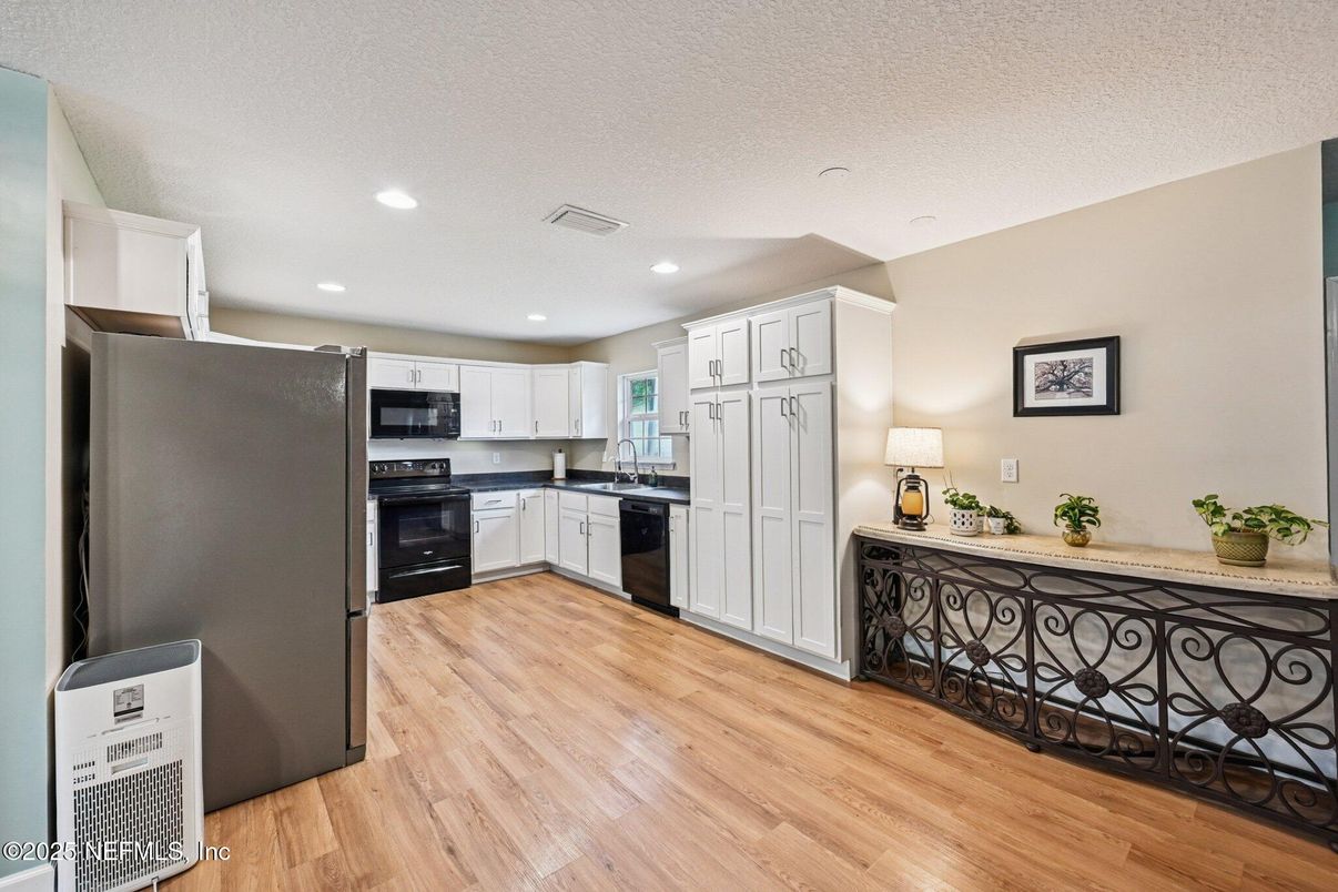 Interior, Kitchen, Recessed Lighting, Wood Texture Flooring