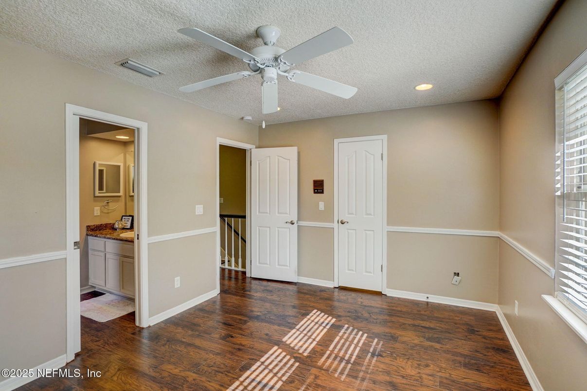 Bathroom, Empty room, Interior, Recessed Lighting, Wood Texture Flooring