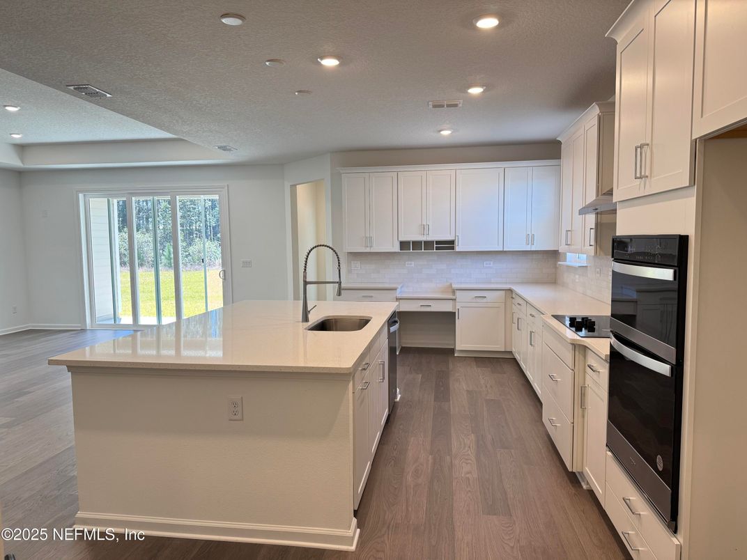 Interior, Kitchen, Recessed Lighting, Wood Texture Flooring