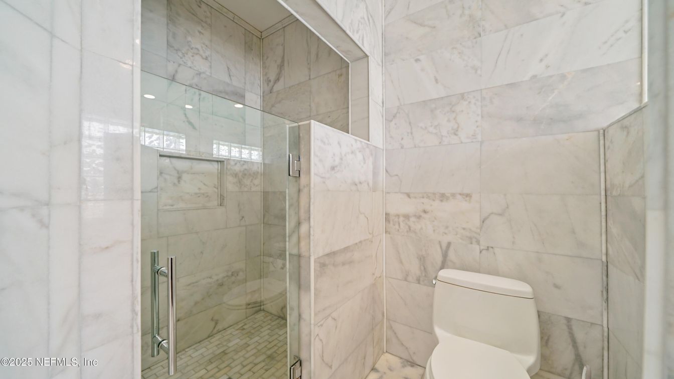Bathroom, Glass Shower, Interior, Marble Walls