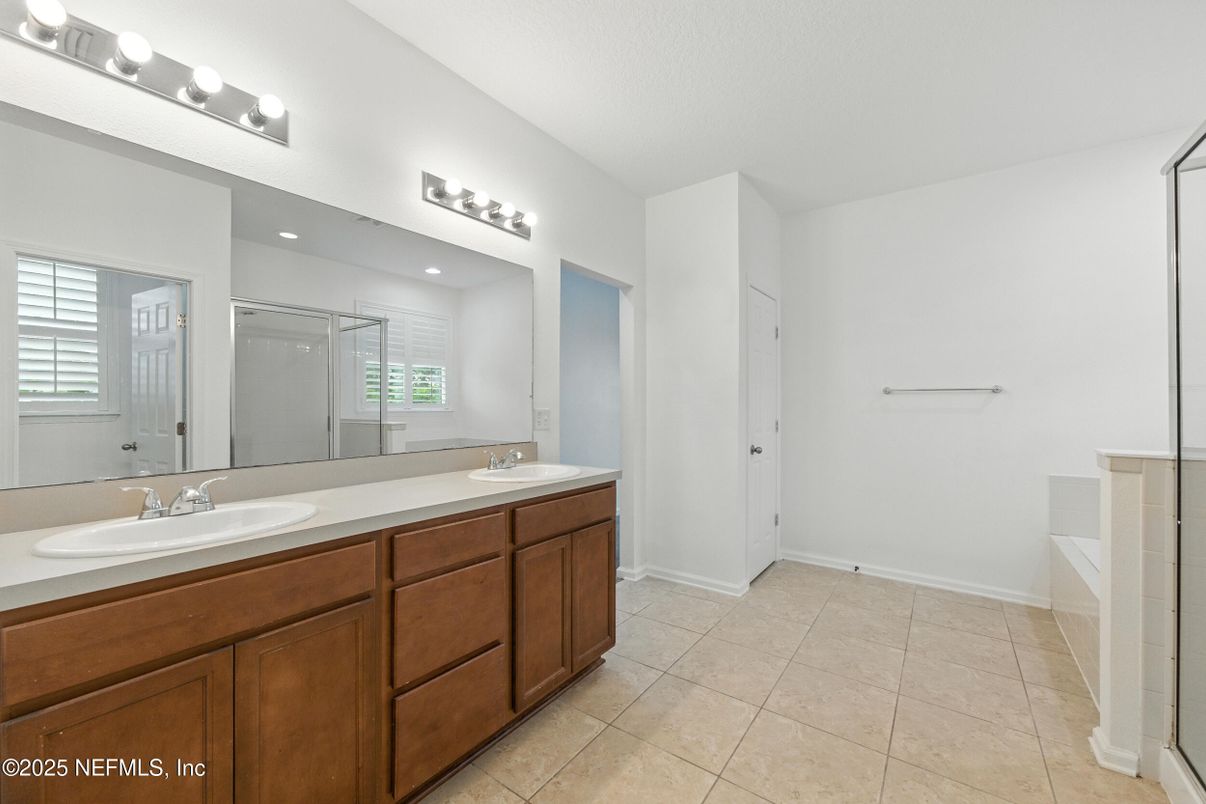 Bathroom, Dual Sink Vanities, Glass Shower, Interior
