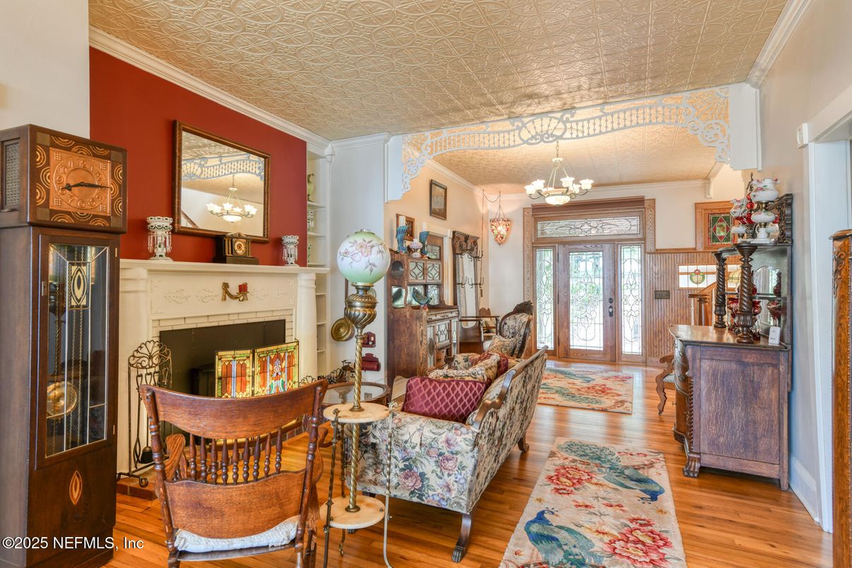 Chandelier, Fireplace, Interior, Living room, Wood Texture Flooring