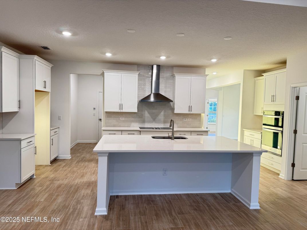 Interior, Kitchen, Recessed Lighting, Wood Texture Flooring
