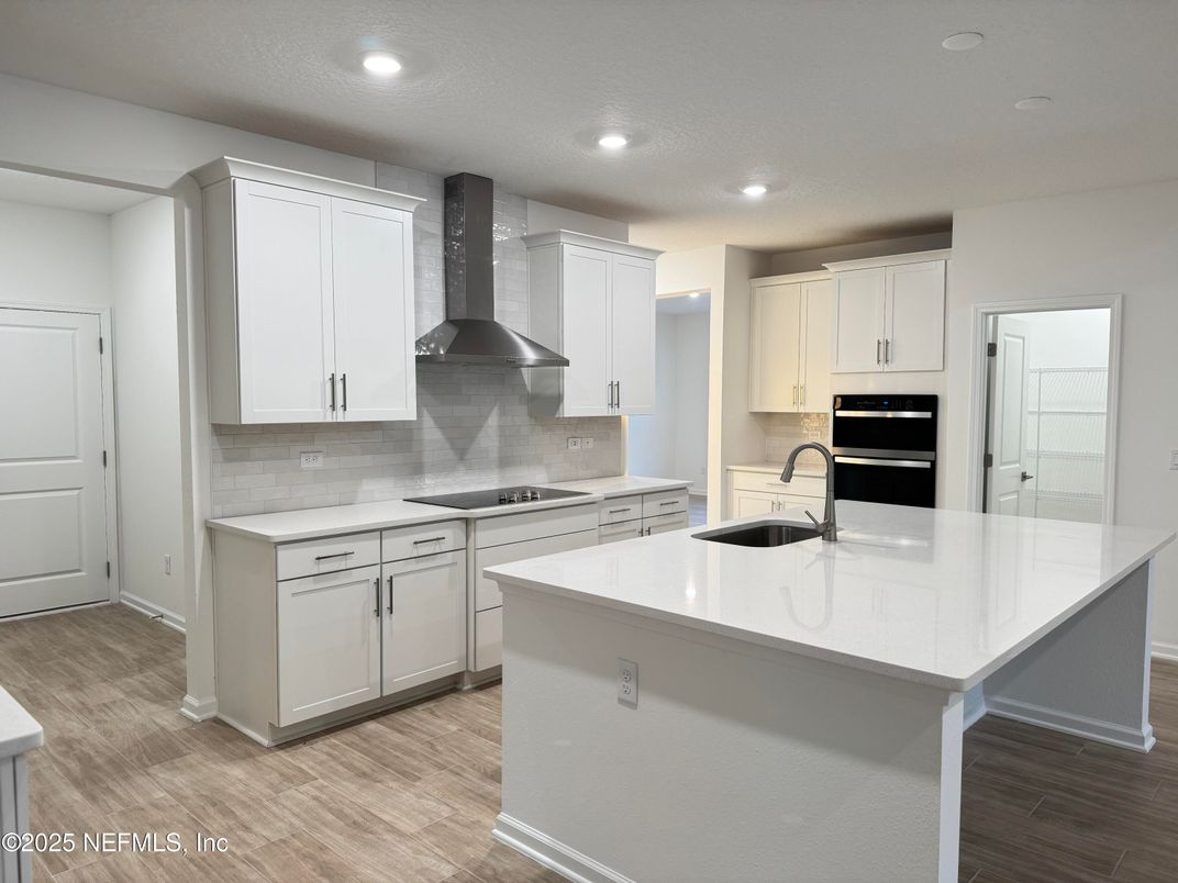 Interior, Kitchen, Recessed Lighting, Wood Texture Flooring