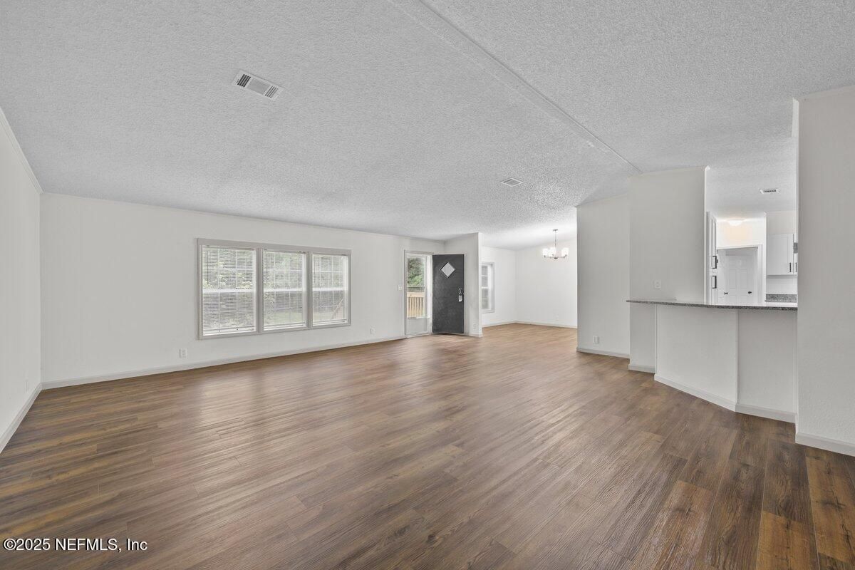 Chandelier, Empty room, Interior, Wood Texture Flooring