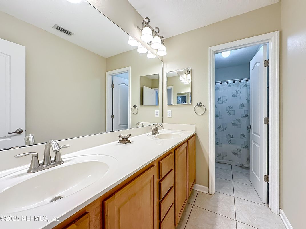 Bathroom, Dual Sink Vanities, Glass Shower, Interior