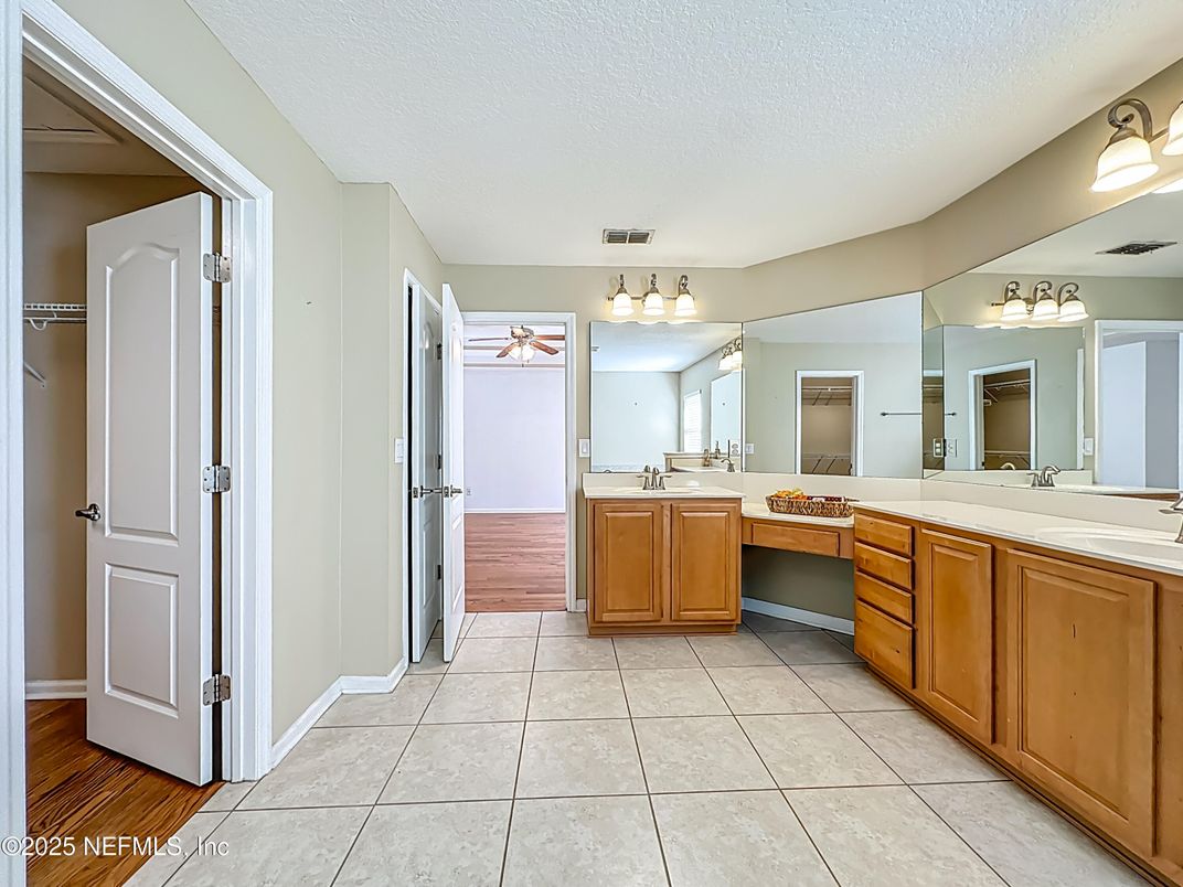 Bathroom, Dual Sink Vanities, Interior, Wood Texture Flooring